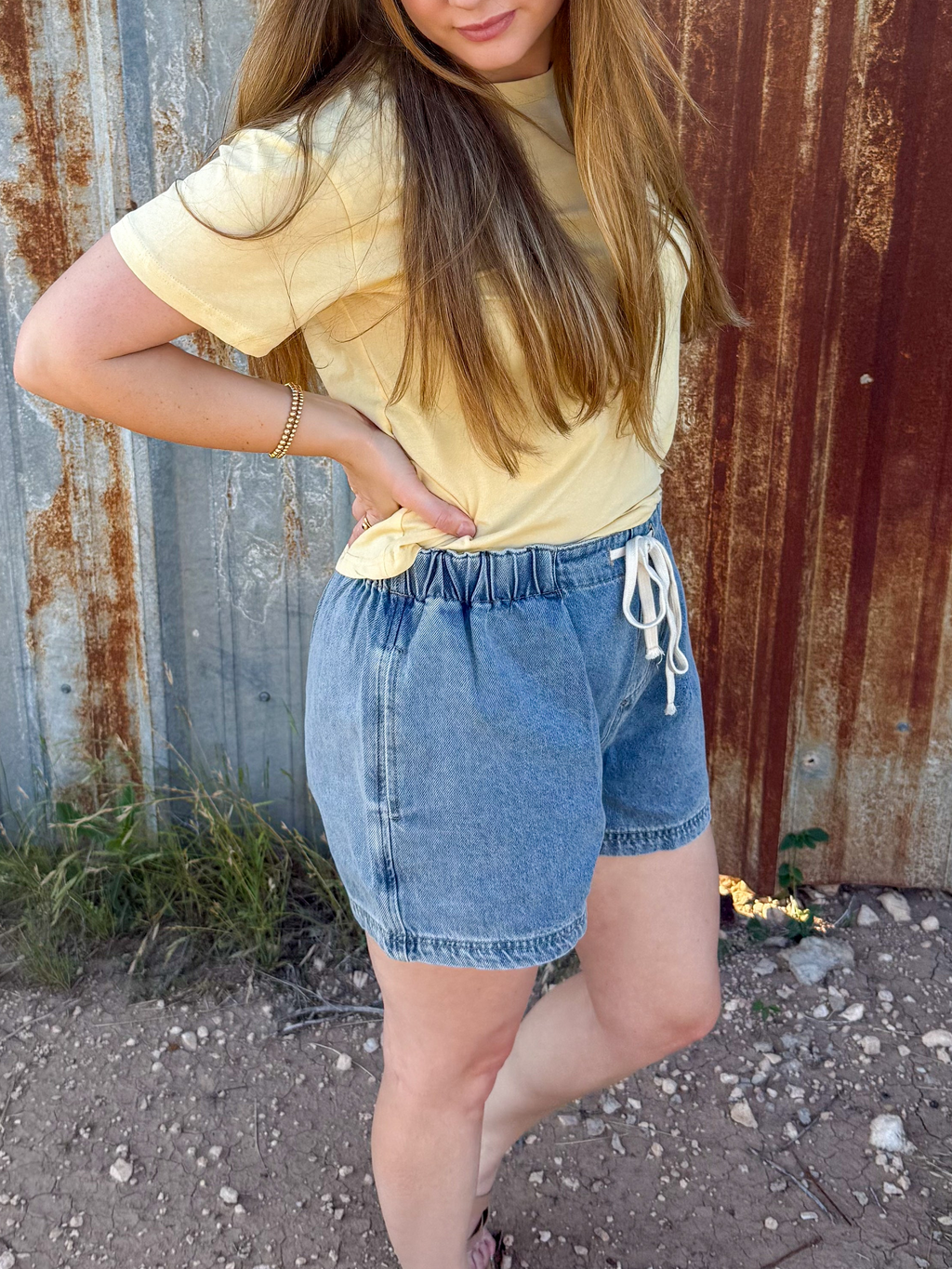 Relaxed Washed Denim Short